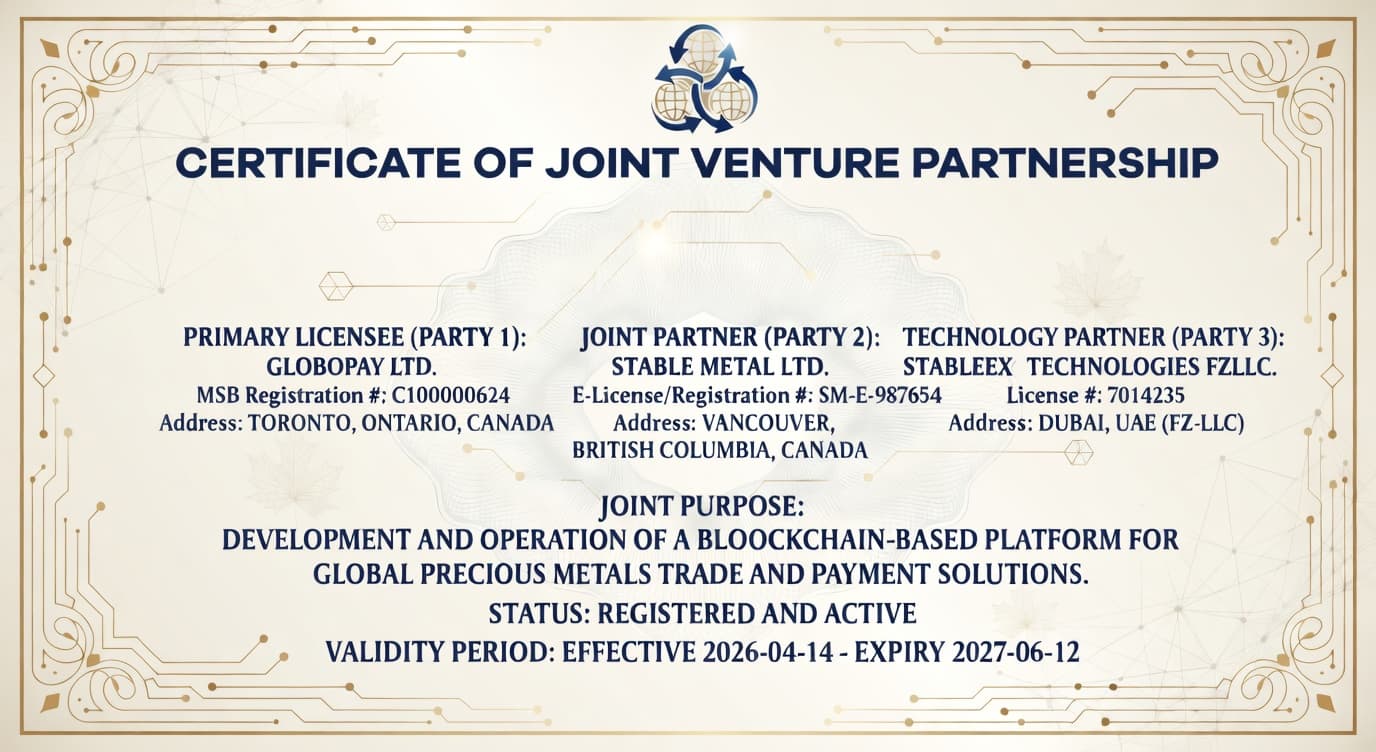 Certificate of Joint Venture Partnership